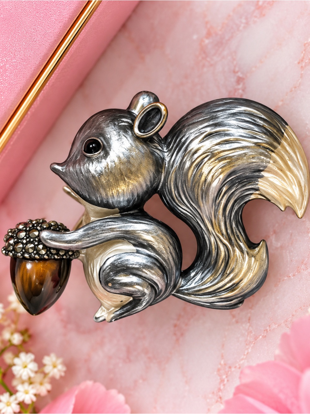 Silver and Cream Squirrel Chew & Play Toy for Small Pets